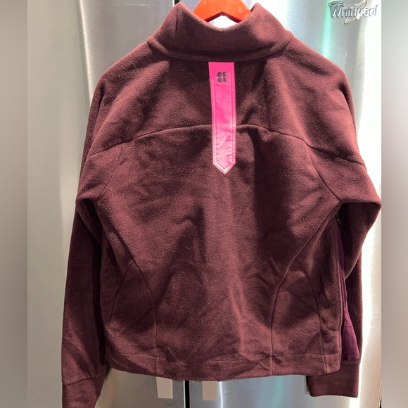 SWEATY BETTY Sweatshirt Altitude Thermal Half SNAP Plum Red Side Zippers Pockets - Picture 15 of 16